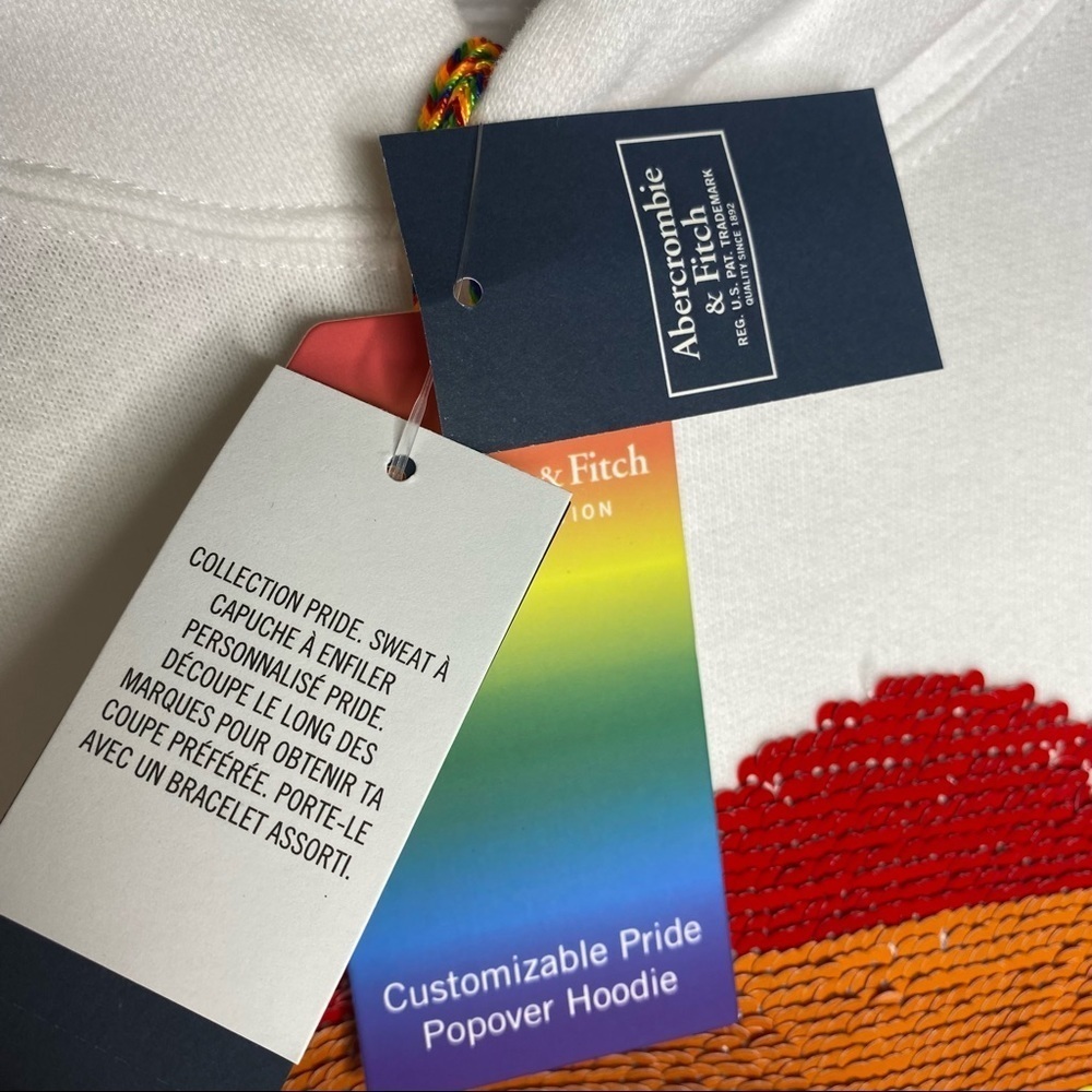 Abercrombie & Fitch pride heart sequin hoodie unisex size XS - Picture 5 of 9